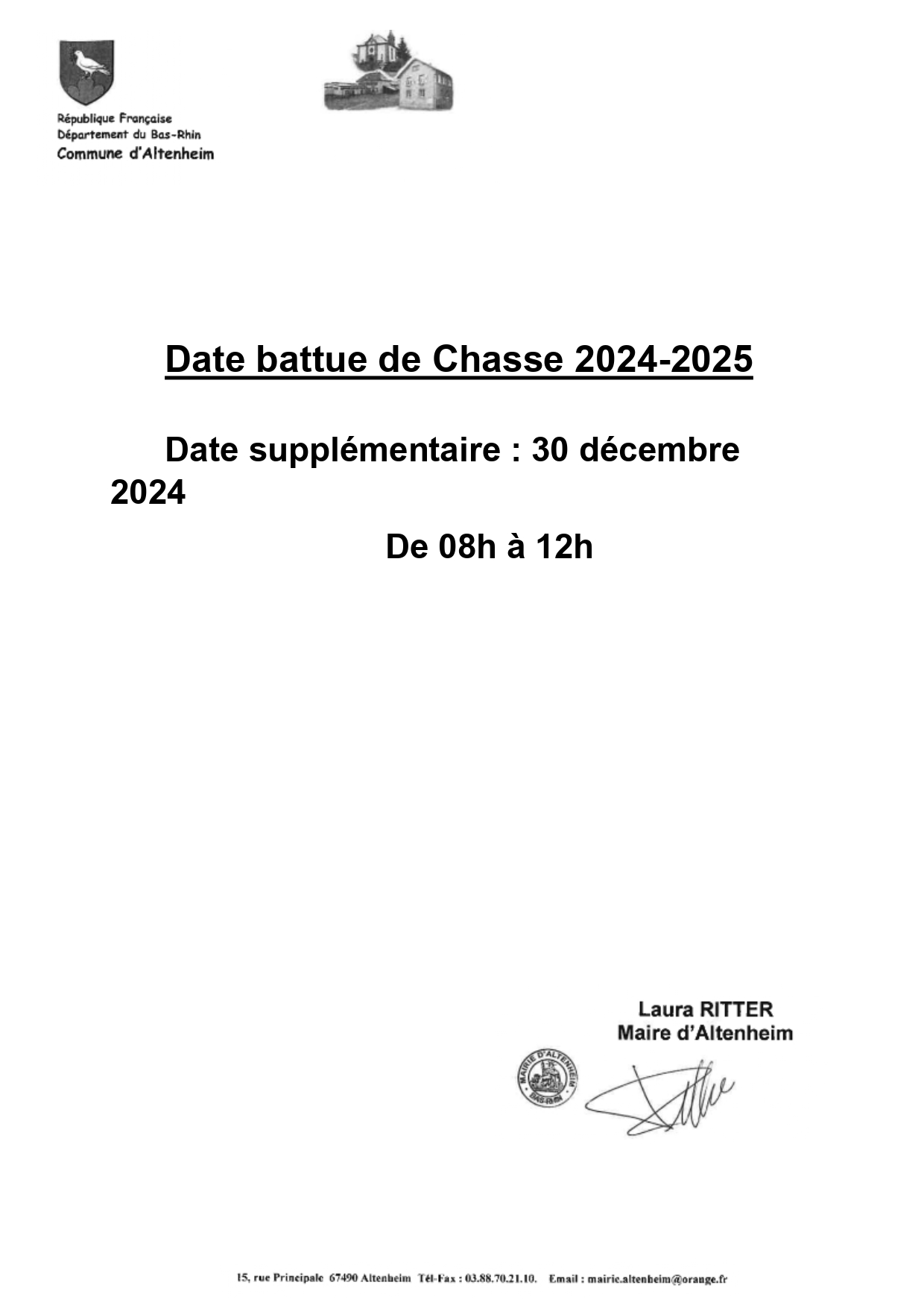 Date battue de Chasse 2024